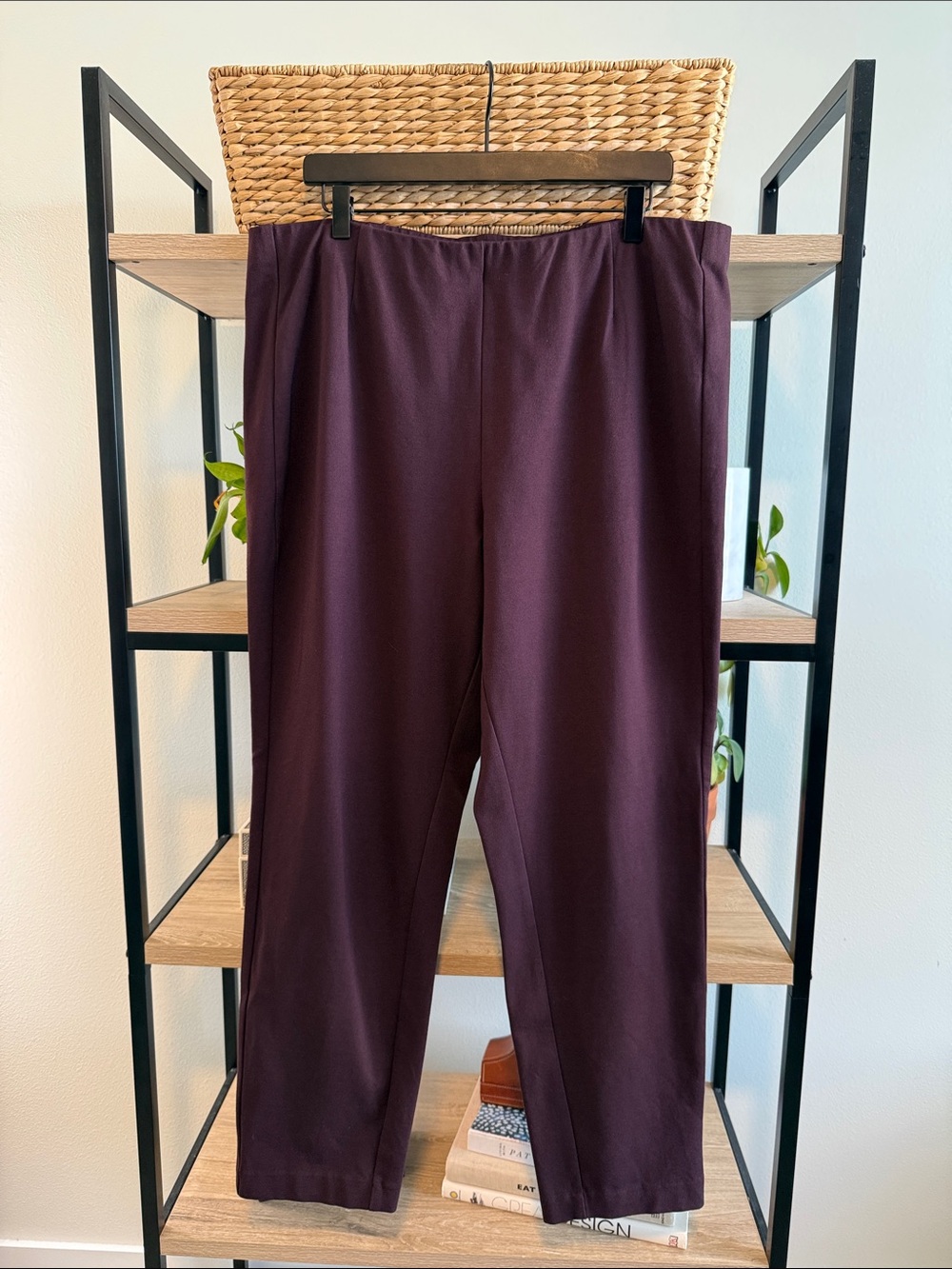 J. Jill Ponte High Rise Slim- Leg Knit Pull On Purple Trouser Pant, XL